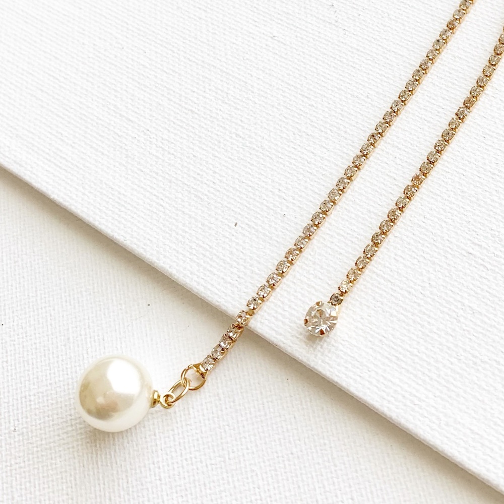 Diamanté diamonds drop lariat necklace